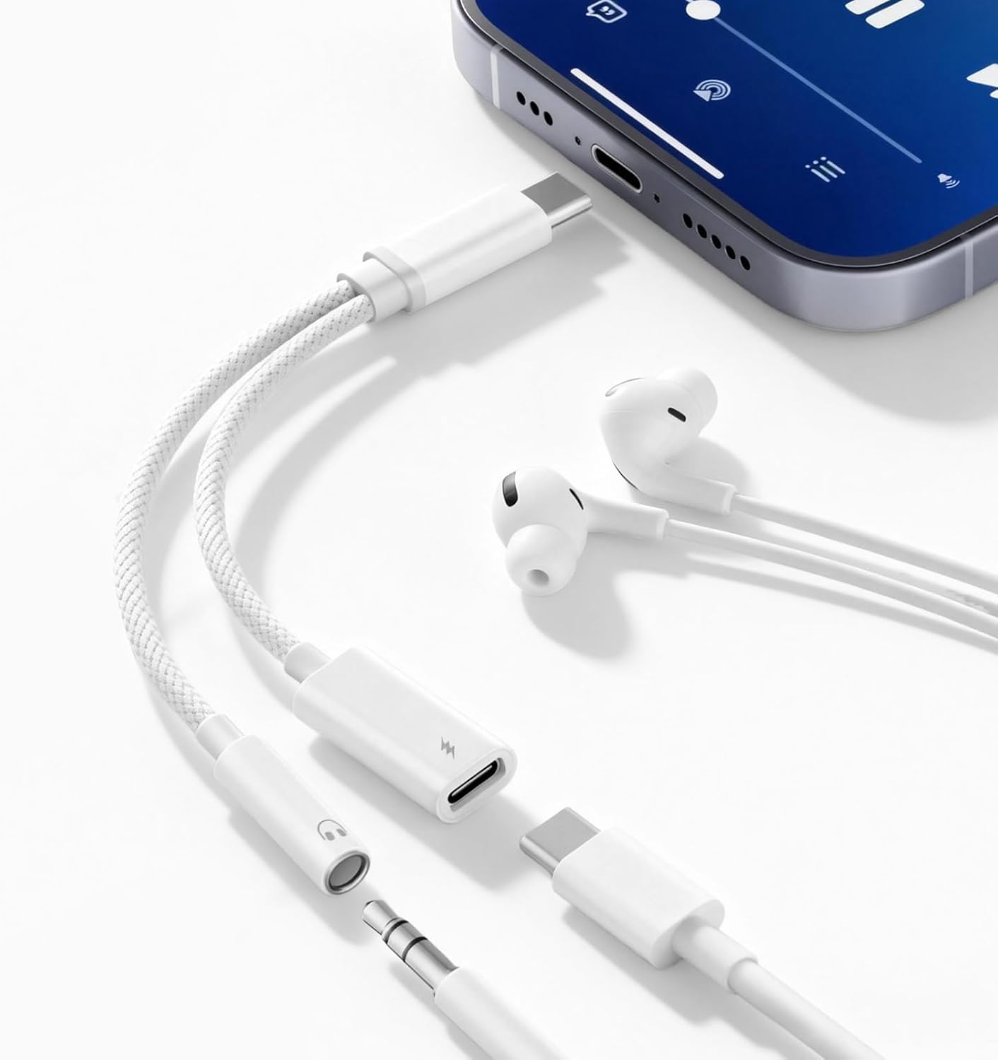 YUETUOL USB-C – 3,5 mm jack adapter PD 60W töltéssel