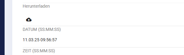 Download button for CSV export of a recording in the eSense Web App