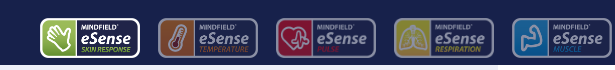 Sensor selection in the eSense Web App: Skin Response, Temperature, Pulse, Respiration, Muscle