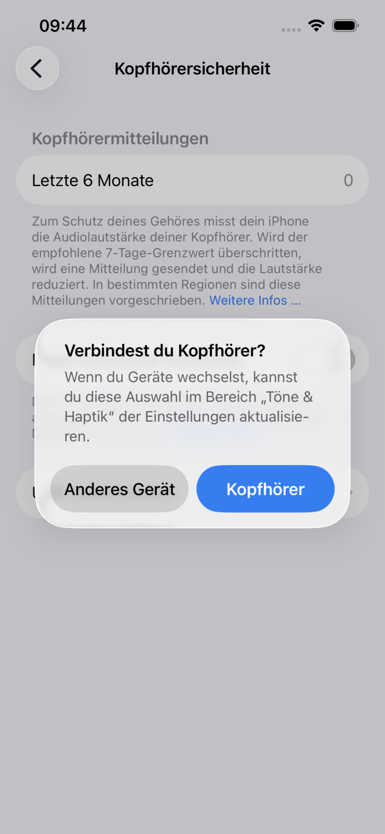 iOS-Abfrage „Verbindest du Kopfhörer?